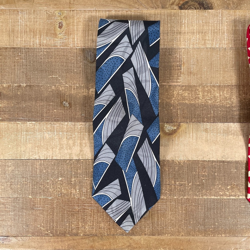 SCREENPLAY by Martin Wong Neck Tie All Silk Blue Geometric‎ Abstract USA